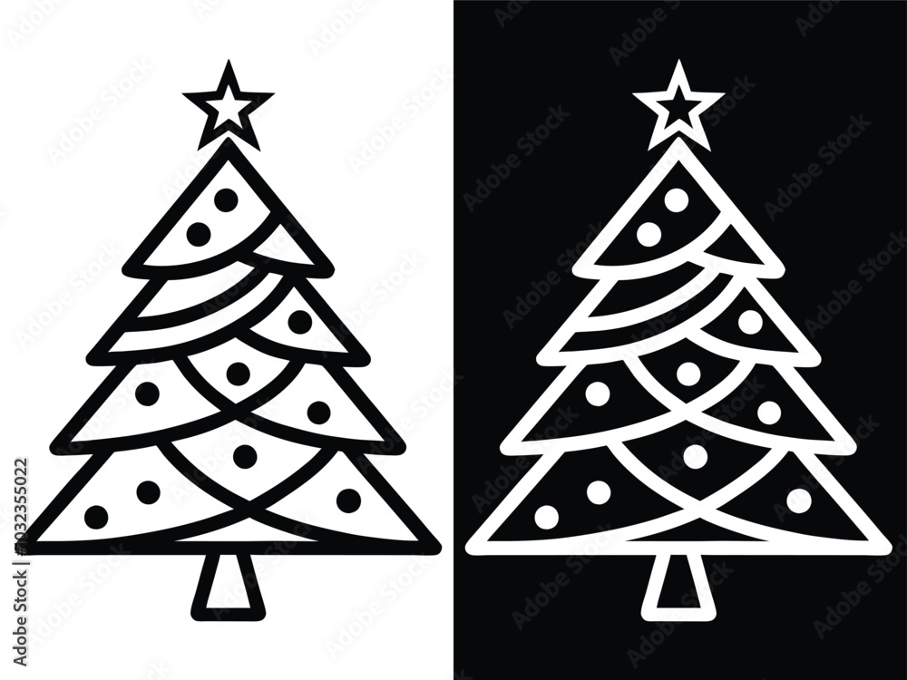 Obraz premium Christmas tree silhouette vector illustration. Set of Christmas tree. Merry Christmas tree. 