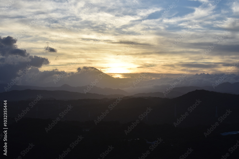 富士と夕陽 富士と夕陽