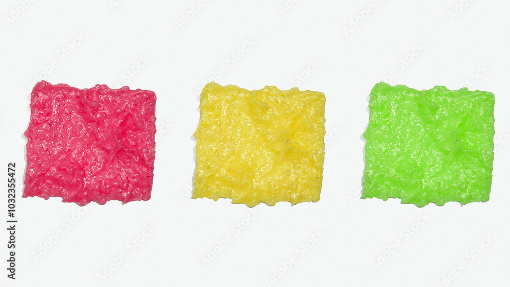 Smears of body scrub on white background. Fruit and berry body scrub texture of the swatch. Cosmetic smear Smears of body scrub on white background. Fruit and berry body scrub texture of the swatch. Cosmetic smear