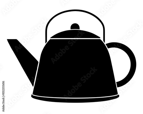 Vector Kettle silhouette. Black Teapot illustration. Hot Water Pot