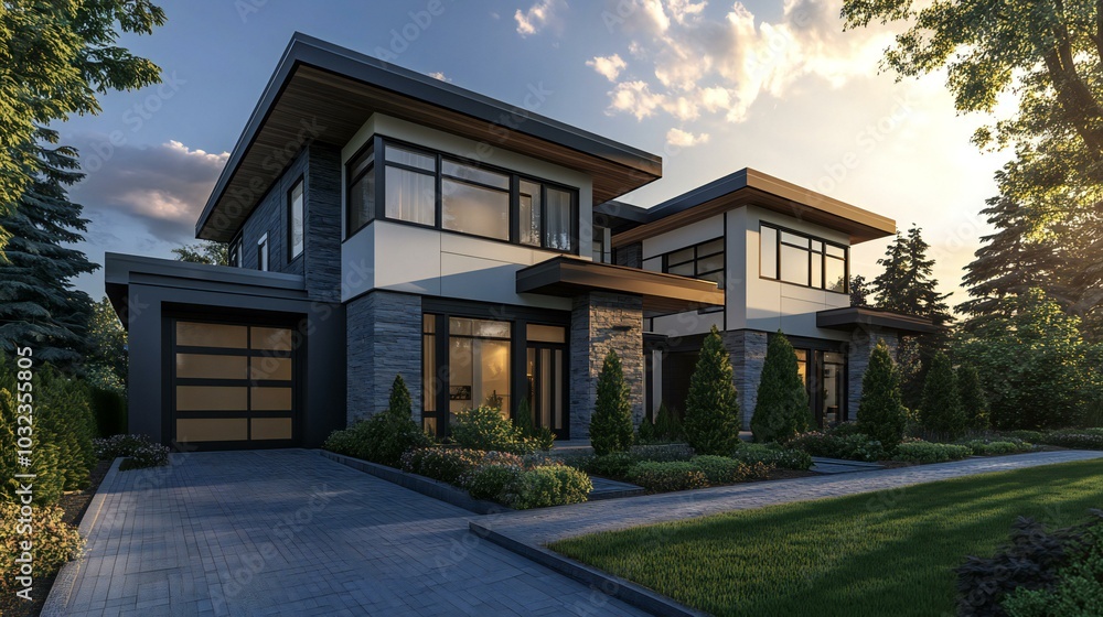 3d rendered modern house 3d rendered modern house