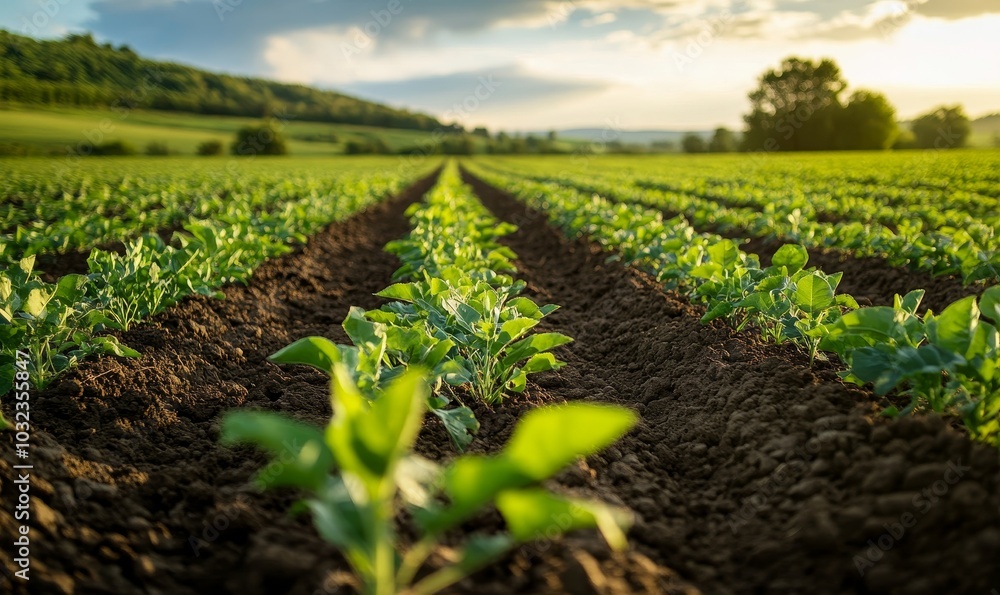 Farming Scene, food security and ecosystem resilience in modern ecology in an agricultural field, symbolizing the essence of farming, cultivation, and, Generative AI Farming Scene, food security and ecosystem resilience in modern ecology in an agricultural field, symbolizing the essence of farming, cultivation, and, Generative AI