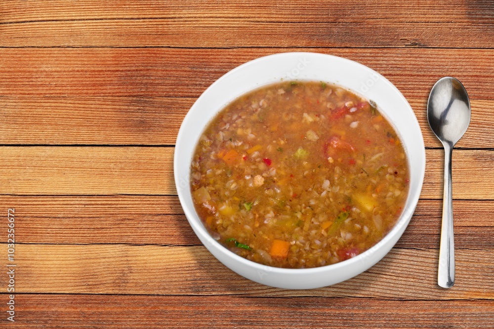 Fresh prepared tasty homemade soup dish Fresh prepared tasty homemade soup dish