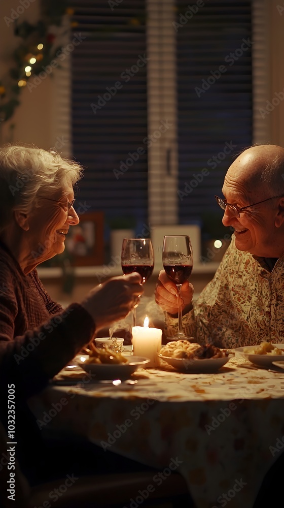 Elderly Couple Celebrate Lifelong Companionship Over Candlelit Dinner At Home Elderly Couple Celebrate Lifelong Companionship Over Candlelit Dinner At Home