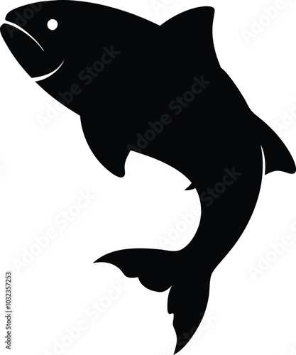 A Salmon Fish vector silhouette illustration for logo icon