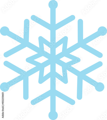 Snowflake winter clip art design on plain white transparent isolated background for card, shirt, hoodie, sweatshirt, apparel, card, tag, mug, icon, poster or badge