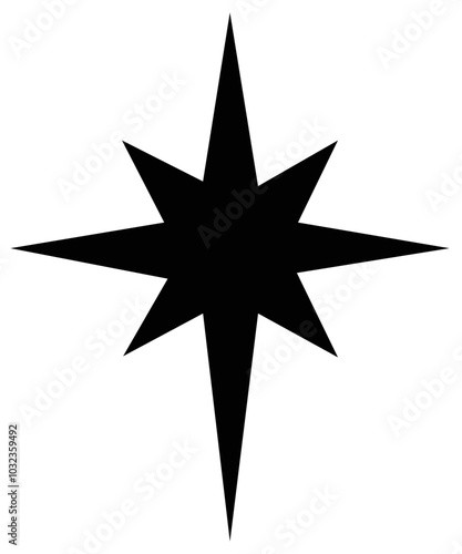 Star clip art design on plain white transparent isolated background for card, shirt, hoodie, sweatshirt, apparel, card, tag, mug, icon, poster or badge
