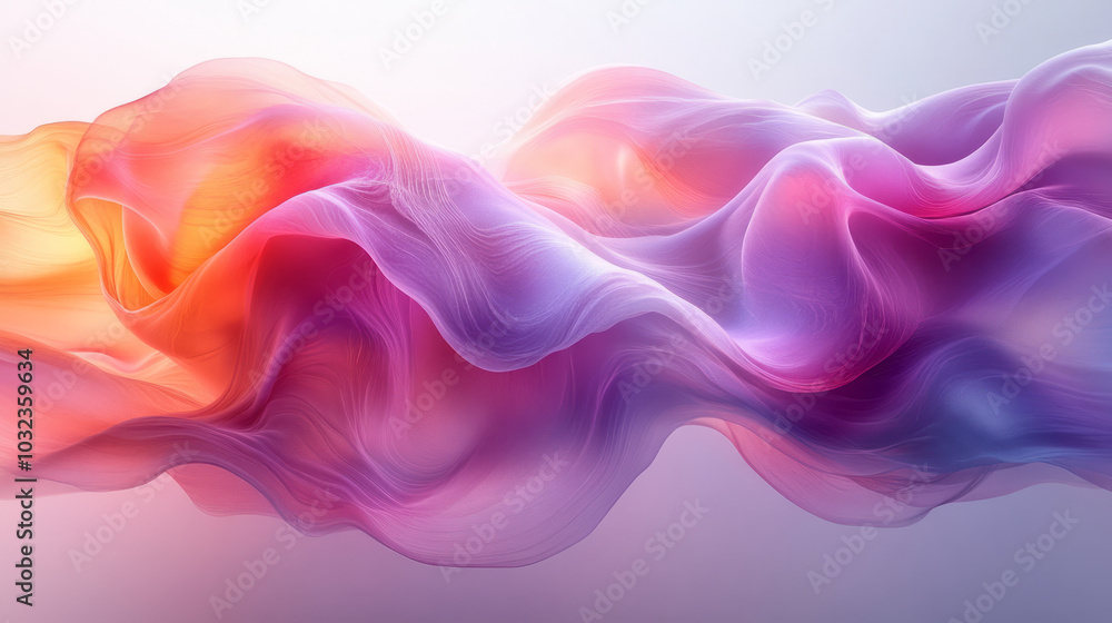 A wave of dynamic gradient lines forming soft, flowing curves, creating an abstract design, floating on a light backdrop, A wave of dynamic gradient lines forming soft, flowing curves, creating an abstract design, floating on a light backdrop,