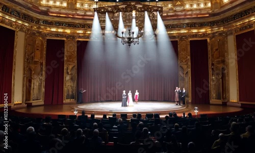 stage with red curtains, church of the holy sepulchre, people at the concert