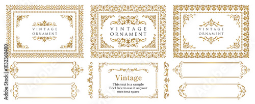 Gold frame, baroque ornament. Decorative vector frames and borders. Vintage floral decor. .eps