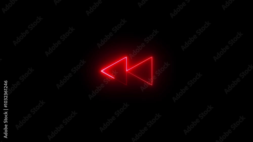 abstract red color media change icon concept. glowing neon media change icon animated on black background abstract red color media change icon concept. glowing neon media change icon animated on black background