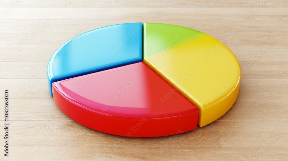 Obraz premium Colorful Pie Chart Segment on Wooden Background