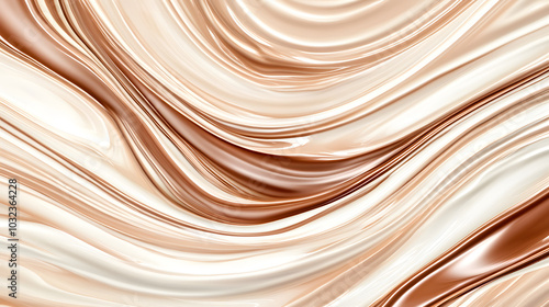 Mesmerizing Close-Up View of Rich Chocolate Melting and Swirling in a Glossy Puddle Against a Deep Brown Background