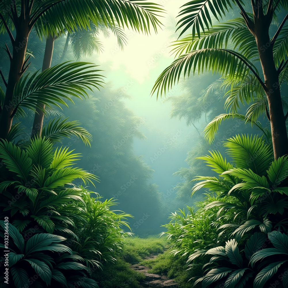 Lush green jungle with a path through it Lush green jungle with a path through it