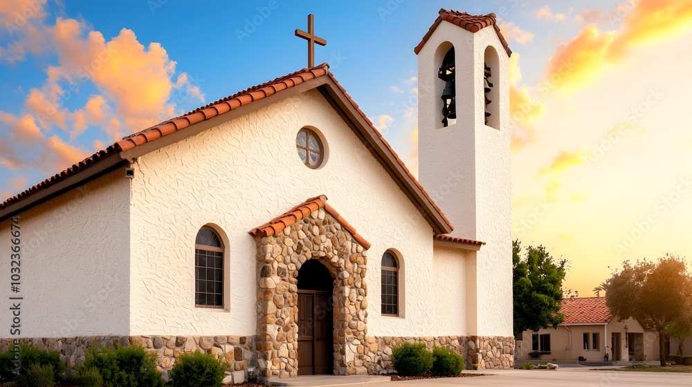 Majestic cross shaped church structure standing as a peaceful spiritual refuge surrounded by charming cottage style architecture and intricate carved stonework bathed in soft golden sunlight Majestic cross shaped church structure standing as a peaceful spiritual refuge surrounded by charming cottage style architecture and intricate carved stonework bathed in soft golden sunlight