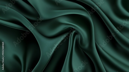 Emerald green satin fabric with smooth, flowing curves, creating a luxurious and elegant backdrop