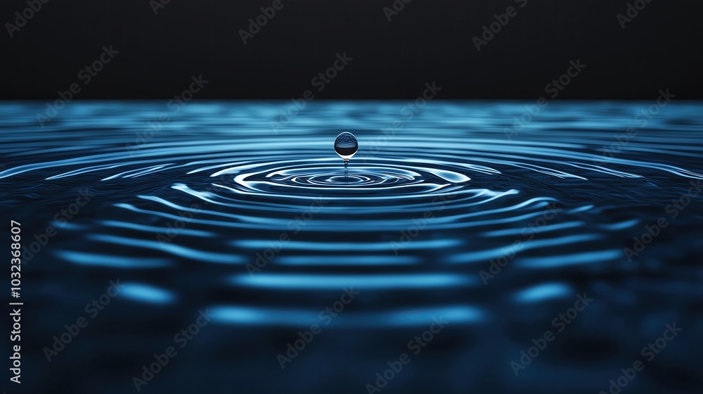 A single drop of water creating ripples in a still pond, representing the concept of small actions causing large impacts A single drop of water creating ripples in a still pond, representing the concept of small actions causing large impacts