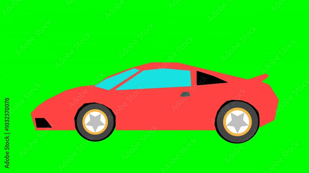 2D animation of a red sports car driving on a green screen. Perfect for adding to your videos or presentations. 2D animation of a red sports car driving on a green screen. Perfect for adding to your videos or presentations.