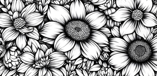 Black and White Floral Illustration