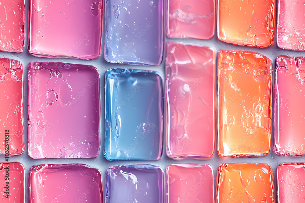 An Artistic Display of Colorful Ice Cubes, Meticulously Arranged to Create a Seamless Texture An Artistic Display of Colorful Ice Cubes, Meticulously Arranged to Create a Seamless Texture