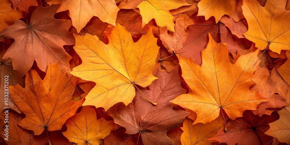 Beautiful orange and yellow autumn leaves banner background. fallen maple leaves, Generative AI Beautiful orange and yellow autumn leaves banner background. fallen maple leaves, Generative AI