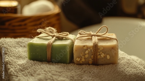Handcrafted Soap Bars on Cozy Towel