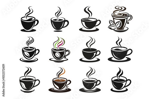    stylish coffee cup silhuette vector