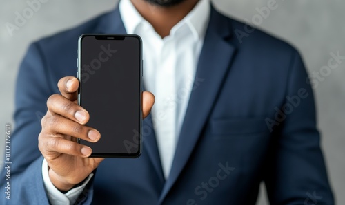 Professional Executive: Successful Manager Using Smartphone with Wireless Connection, Navigating Corporate Social Messaging.