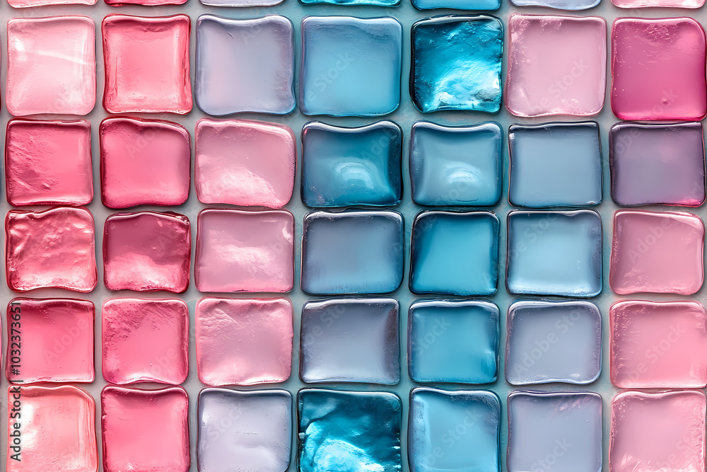 A Vibrant Blend of Pastel Tiles Creating a Seamless Texture in Shades of Pink and Blue A Vibrant Blend of Pastel Tiles Creating a Seamless Texture in Shades of Pink and Blue