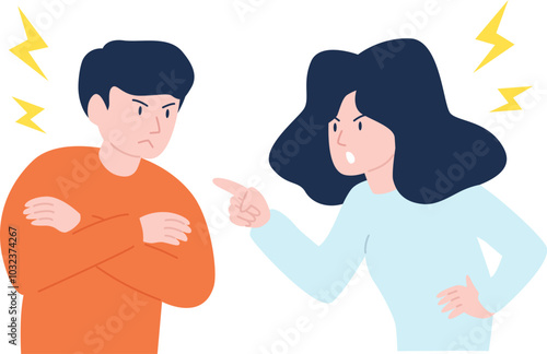 喧嘩をするカップルのイラスト