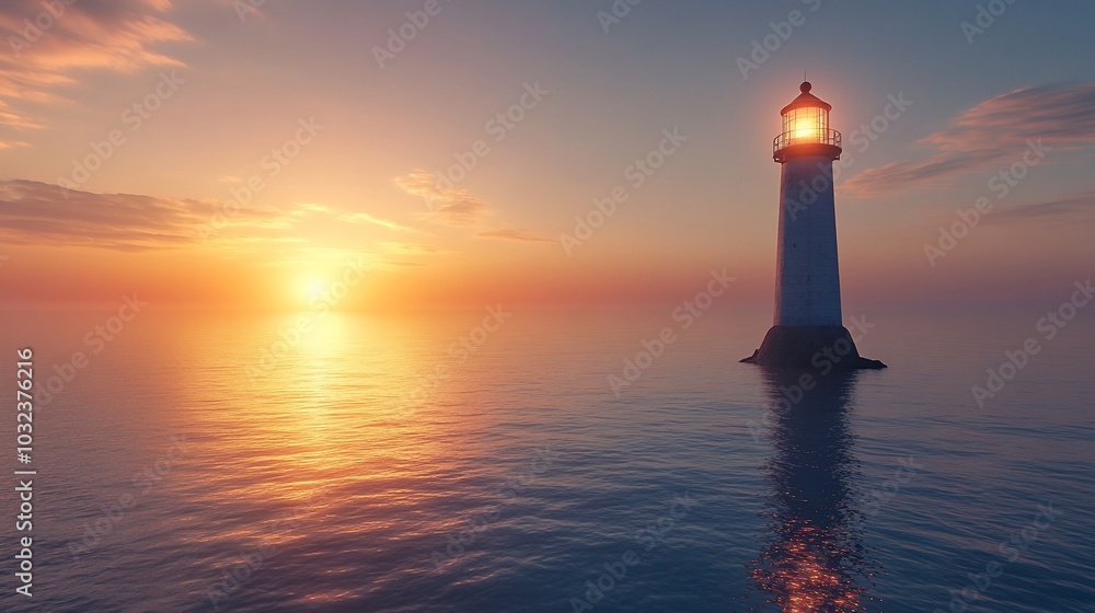 A solitary lighthouse stands tall on a rocky outcrop in the middle of the sea, its light shining brightly against the backdrop of a breathtaking sunset. A solitary lighthouse stands tall on a rocky outcrop in the middle of the sea, its light shining brightly against the backdrop of a breathtaking sunset.