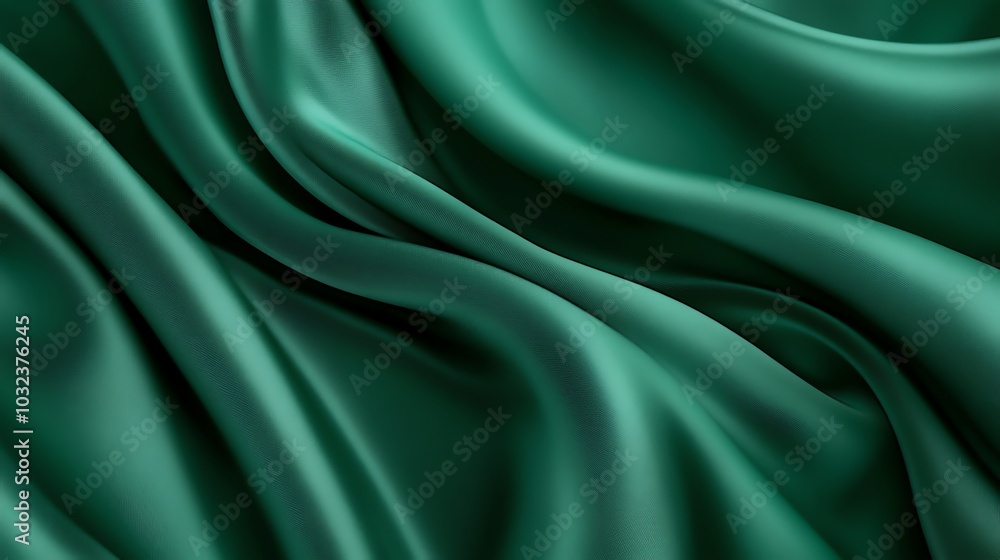 Obraz premium Green satin fabric with smooth texture, perfect for elegant decoration