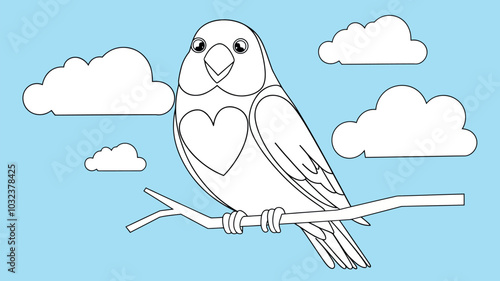 love bird isolated coloring page for kids and adult vector art line art illustration