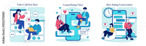 Online Dating. Flat Vector Illustration