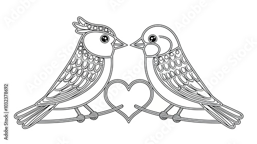 love bird isolated coloring page for kids and adult vector art line art illustration