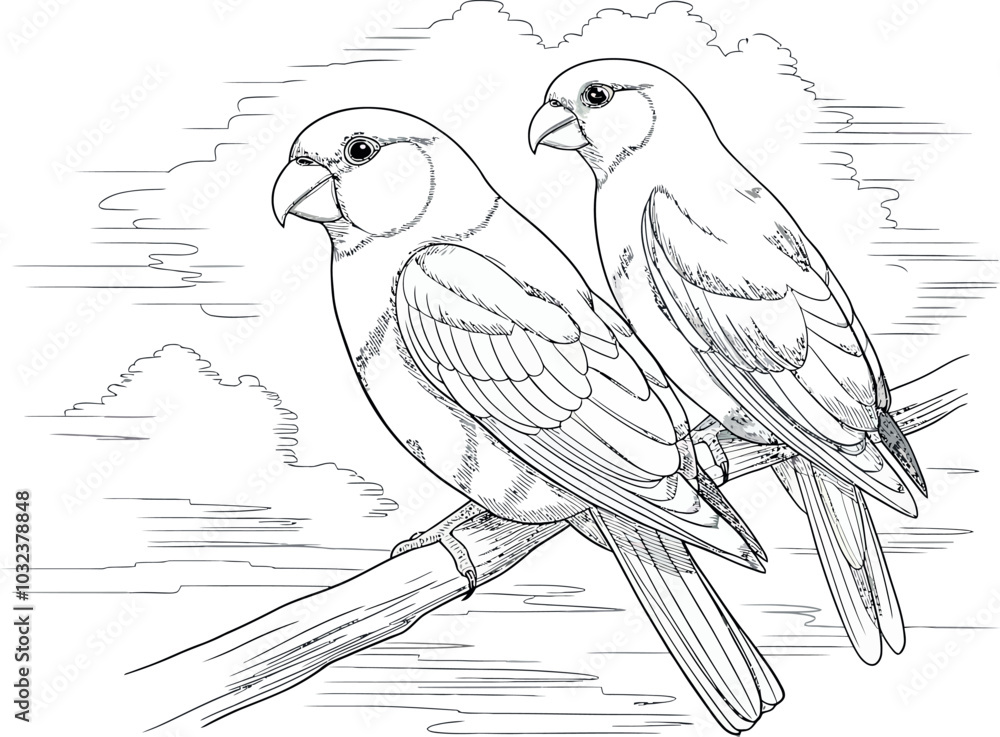 Obraz premium love bird isolated coloring page for kids and adult vector art line art illustration