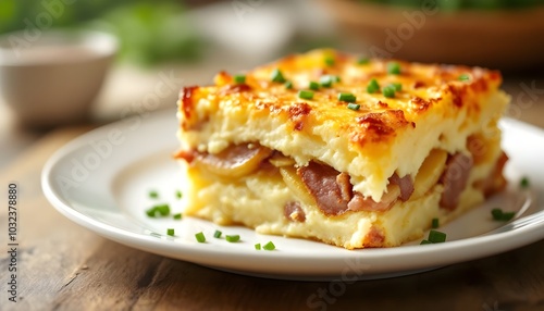 Hungarian Potato Casserole (Krumplis Rakottas) with Sausages and Cream (Hungarian Cuisine)