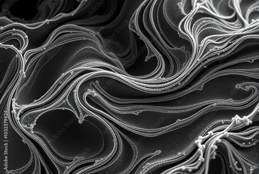 Obraz premium Electron microscope imagery Nanoscale structures resembling flui