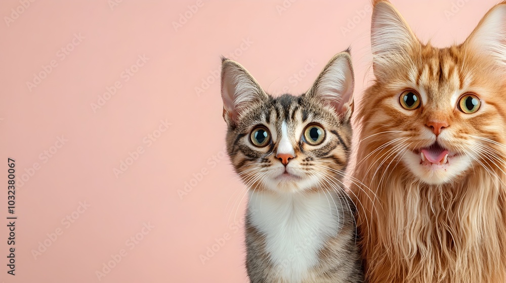 Peaceful Coexistence A Heartwarming Image of a Dog and Cat Walking Side by Side on a Soft Pastel Pink Background Showcasing the Harmony and Companionship Between These Beloved Domestic Pets Peaceful Coexistence A Heartwarming Image of a Dog and Cat Walking Side by Side on a Soft Pastel Pink Background Showcasing the Harmony and Companionship Between These Beloved Domestic Pets