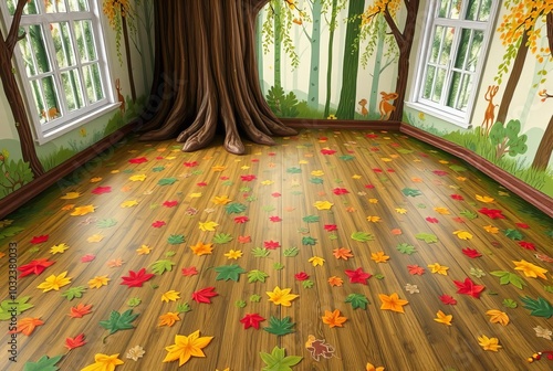 Forest Floor A room with a forest inspired floor featuring a gia photo