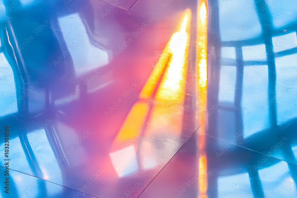 Naklejka premium Colorful Reflections Dance Across a Seamless Texture in a Modern Architectural Space
