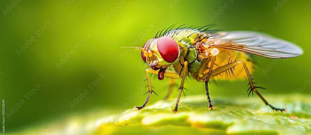 Macro Photography of a Fly on a Leaf Macro Photography of a Fly on a Leaf