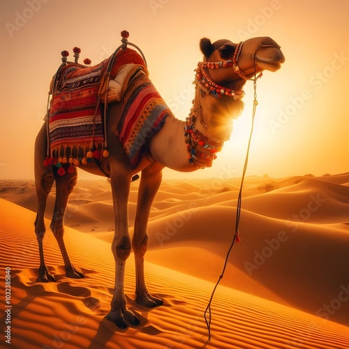 Camel on a desert photo