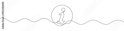 Continuous line drawing of info icon. Information symbol. One line drawing. Single line art. Vector illustration.