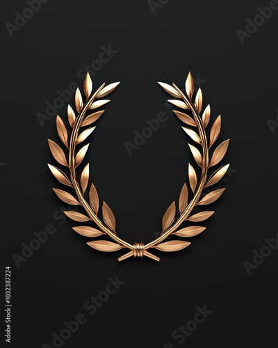 Golden laurel wreath on a black background, symbolizing victory and achievement.