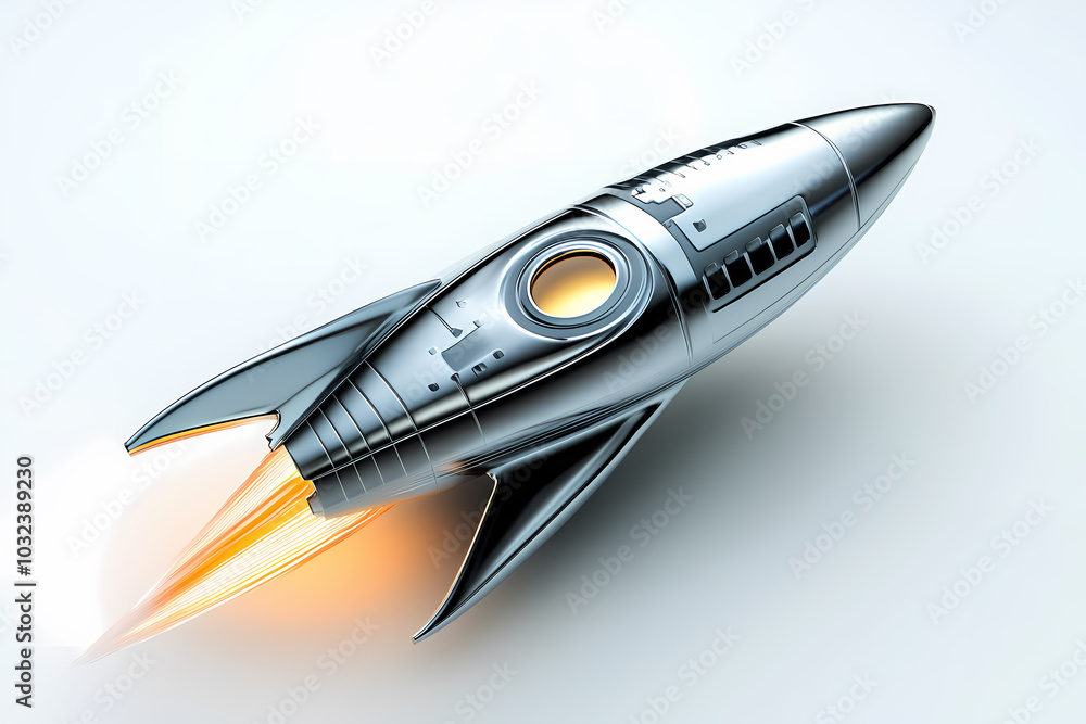 3D rocket icon with a modern, futuristic design 3D rocket icon with a modern, futuristic design