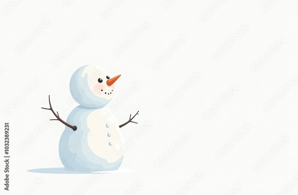 Obraz premium Illustration of a snowman on a white background with space for text