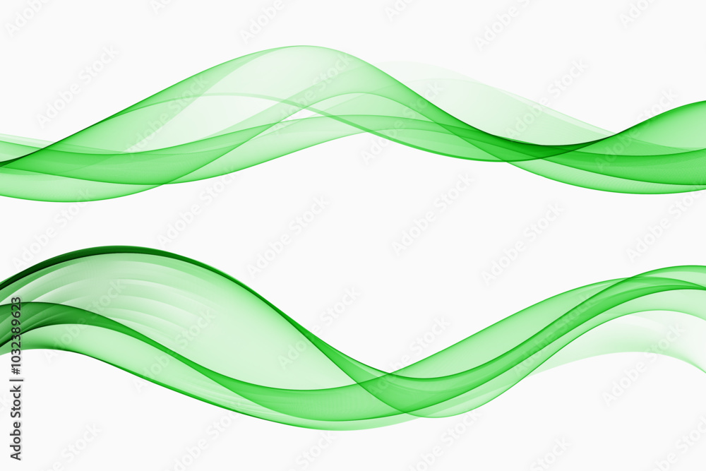 Obraz premium A green transparent wave stream. Abstract wave background.