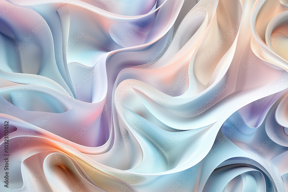 Fototapeta premium Smooth 3D organic forms in soft pastel tones. abstract background wallpaper