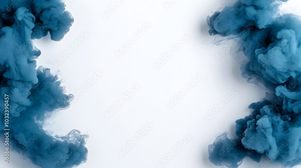 Fototapeta premium Captivating Blue Smoke Borders in High Speed Photography with Delicate Wispy Tendrils and Dispersing Trails